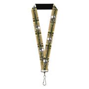 Lanyard - 1.0" - Skull & Cross Bones Plaid Tan Lanyards Buckle-Down