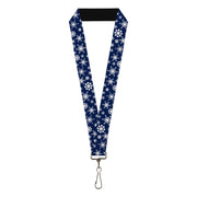 Lanyard - 1.0" - Snowflakes Blue White Lanyards Buckle-Down