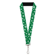 Lanyard - 1.0" - Snowflakes Green White Lanyards Buckle-Down