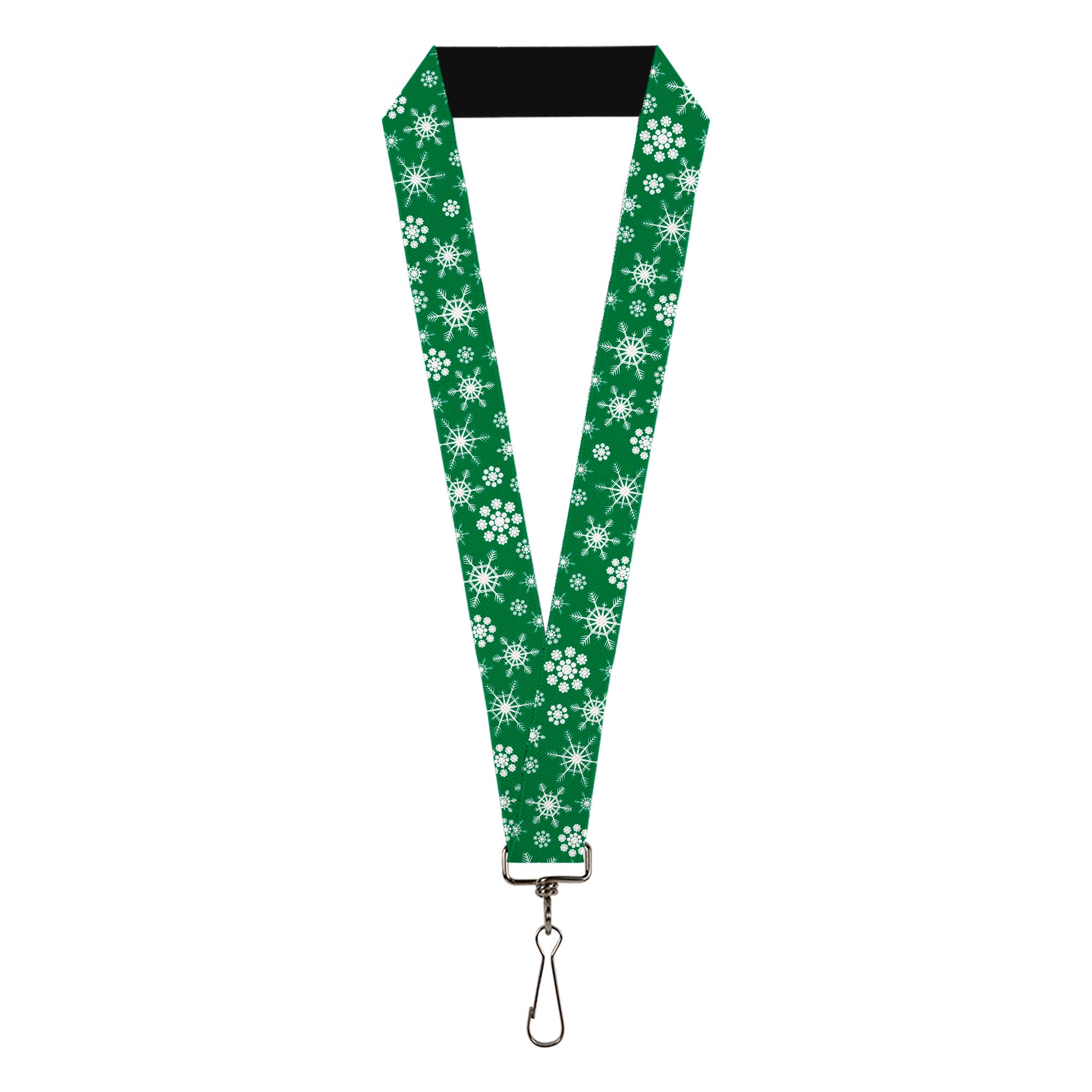 Lanyard - 1.0" - Snowflakes Green White Lanyards Buckle-Down