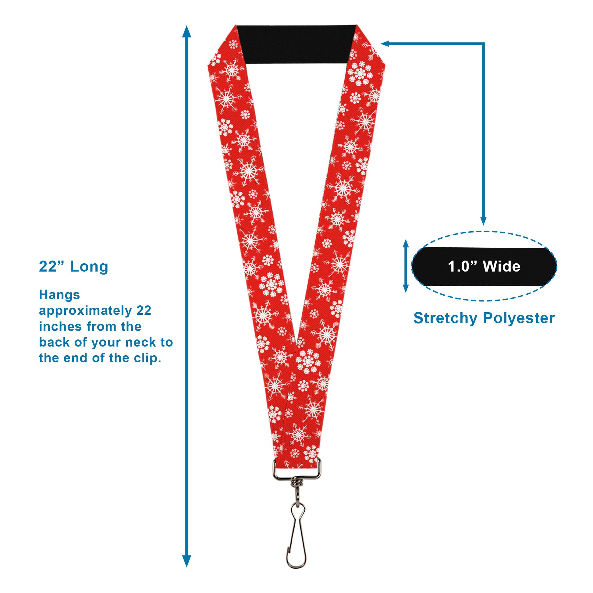 Lanyard - 1.0" - Snowflakes Red White Lanyards Buckle-Down