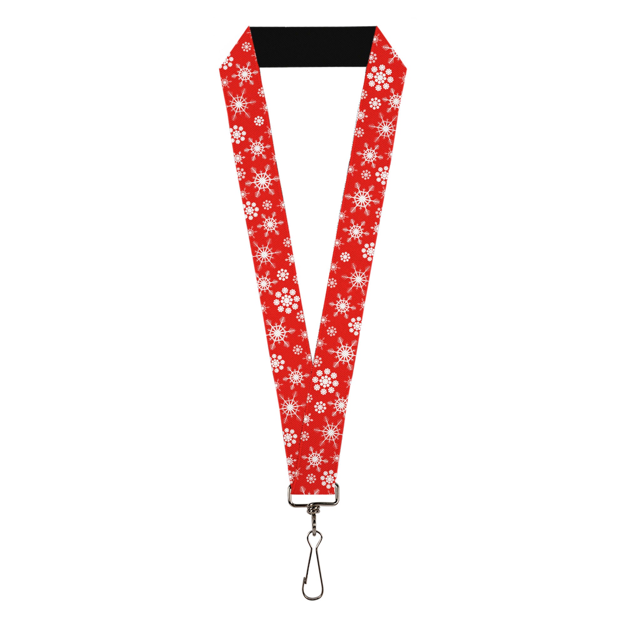 Lanyard - 1.0" - Snowflakes Red White Lanyards Buckle-Down