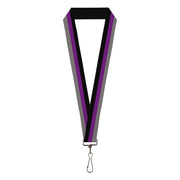 Lanyard - 1.0" - Stripes Black Purple Gray Lanyards Buckle-Down