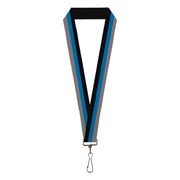 Lanyard - 1.0" - Stripes Black Turquoise Gray Lanyards Buckle-Down