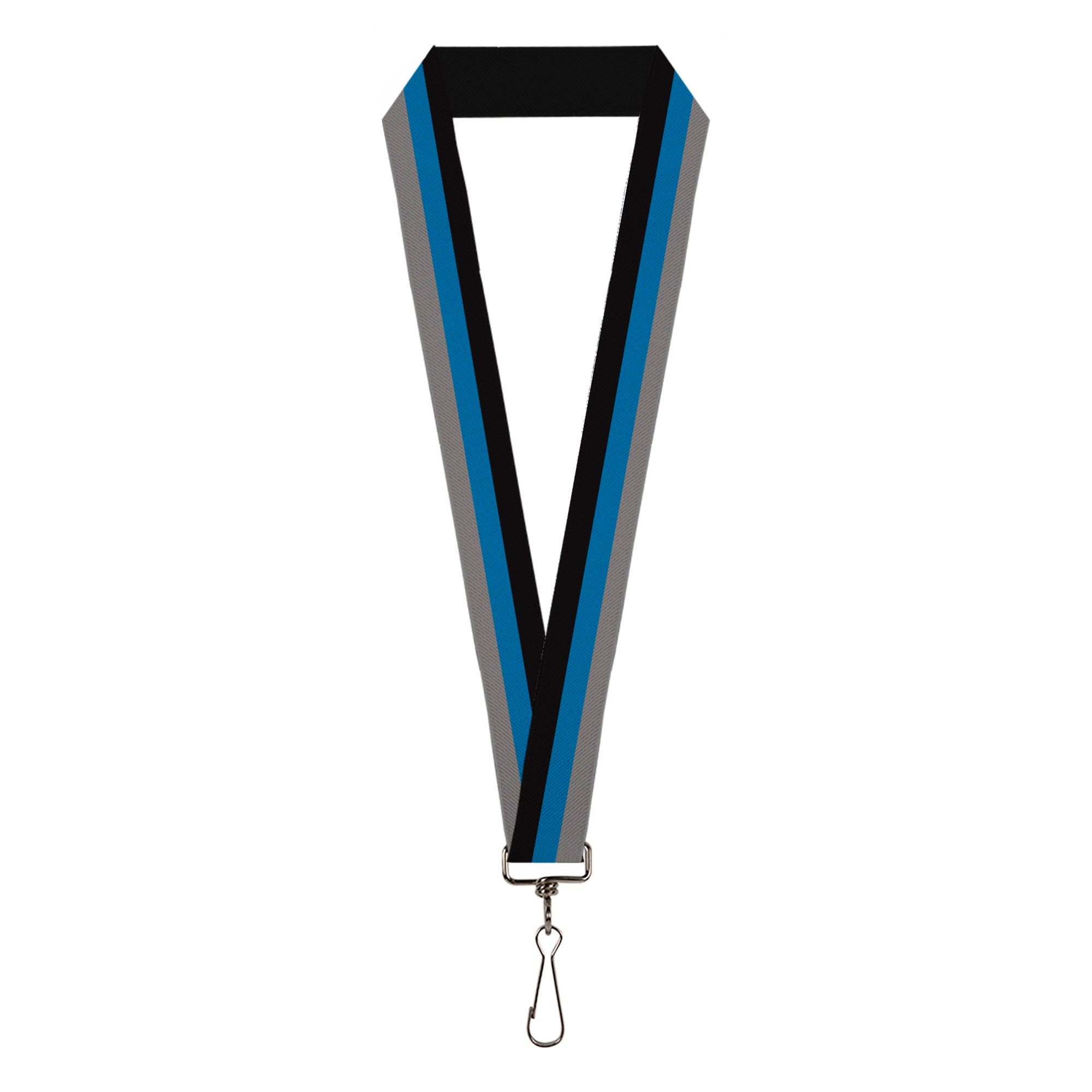 Lanyard - 1.0" - Stripes Black Turquoise Gray Lanyards Buckle-Down