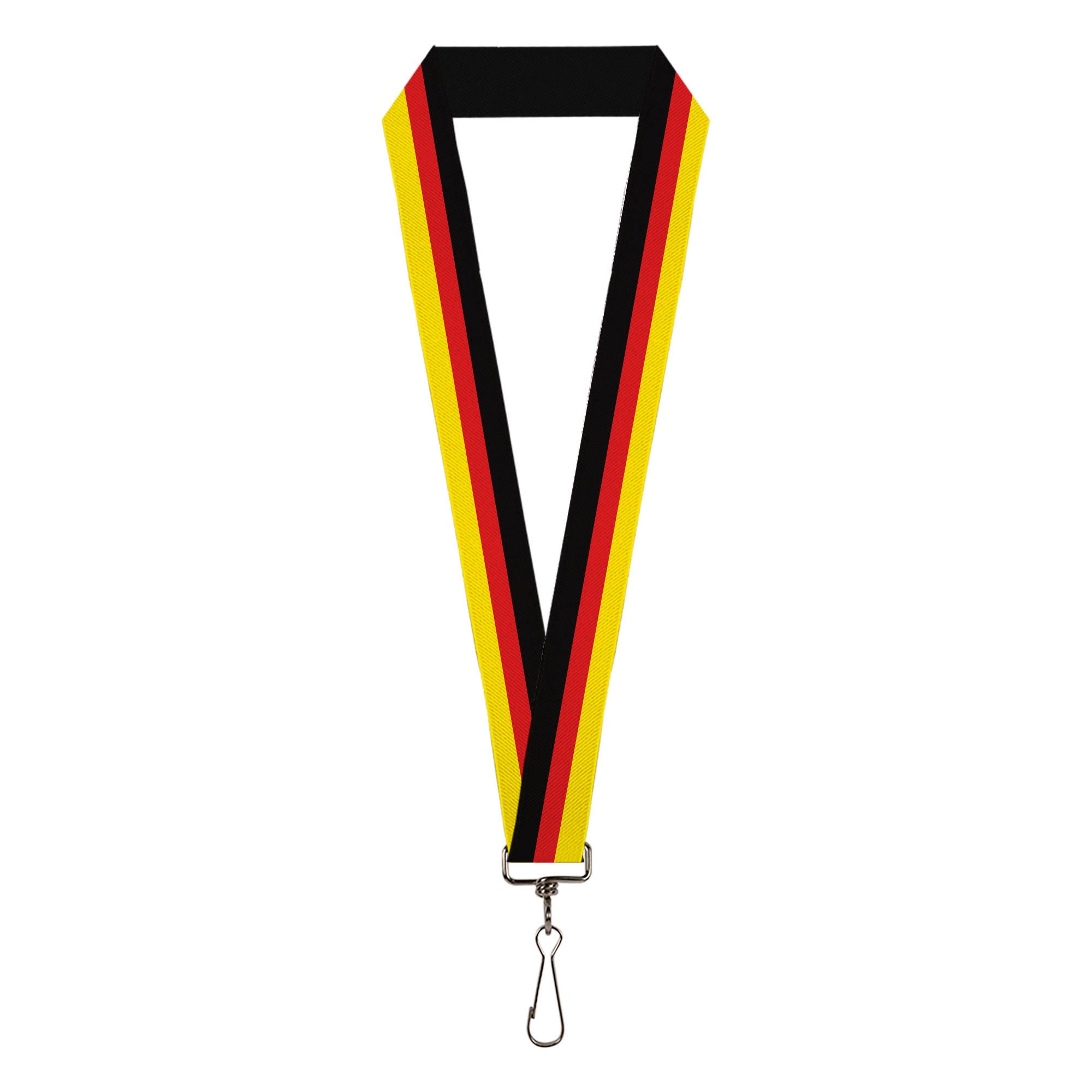 Lanyard - 1.0" - Stripes Black Red Yellow Lanyards Buckle-Down