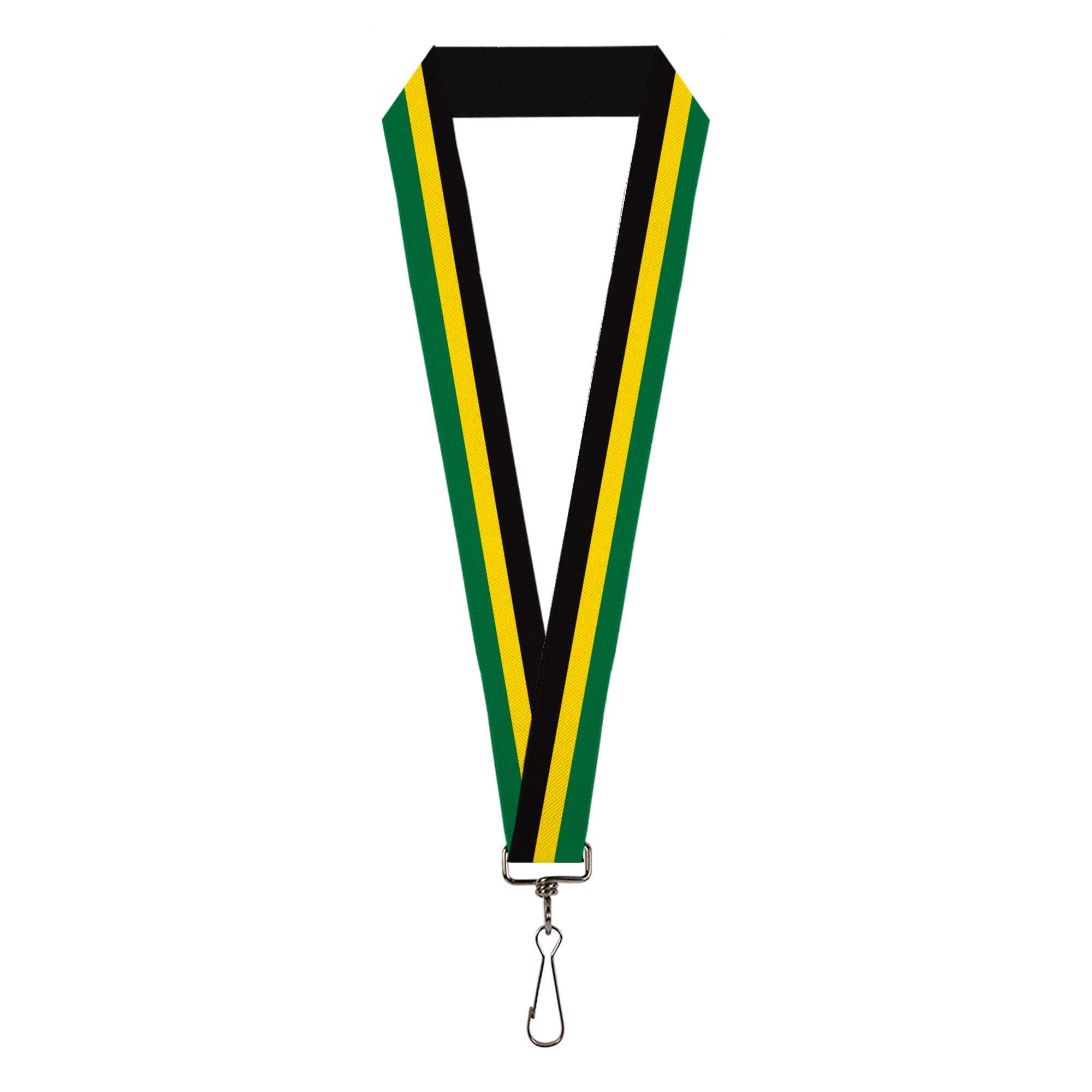 Lanyard - 1.0" - Stripes Black Yellow Green Lanyards Buckle-Down