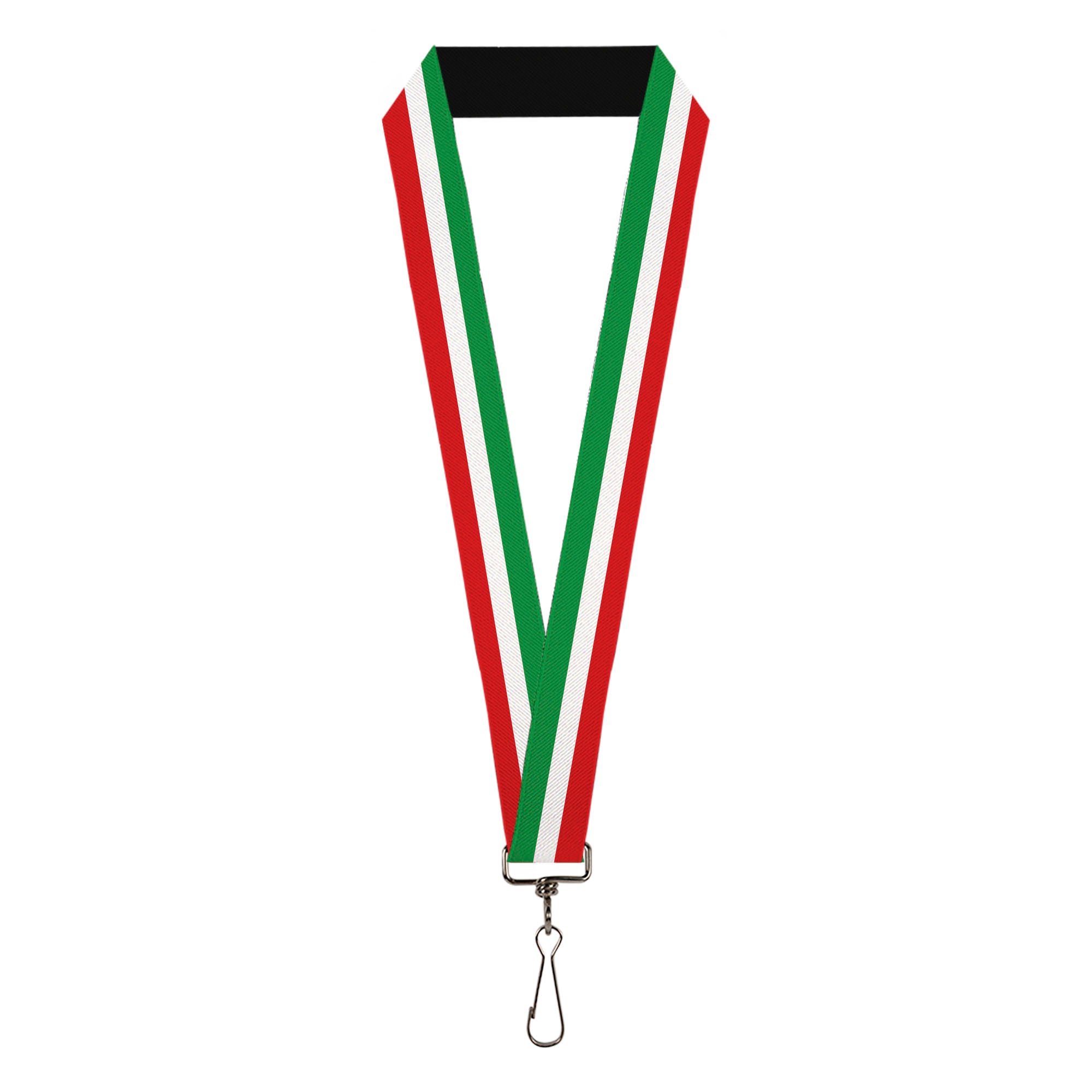 Lanyard - 1.0" - Stripes Green White Red Lanyards Buckle-Down