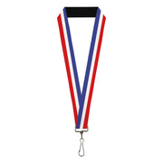 Lanyard - 1.0" - Stripes Blue White Red Lanyards Buckle-Down