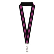 Lanyard - 1.0" - Stripe Black Pink Lanyards Buckle-Down