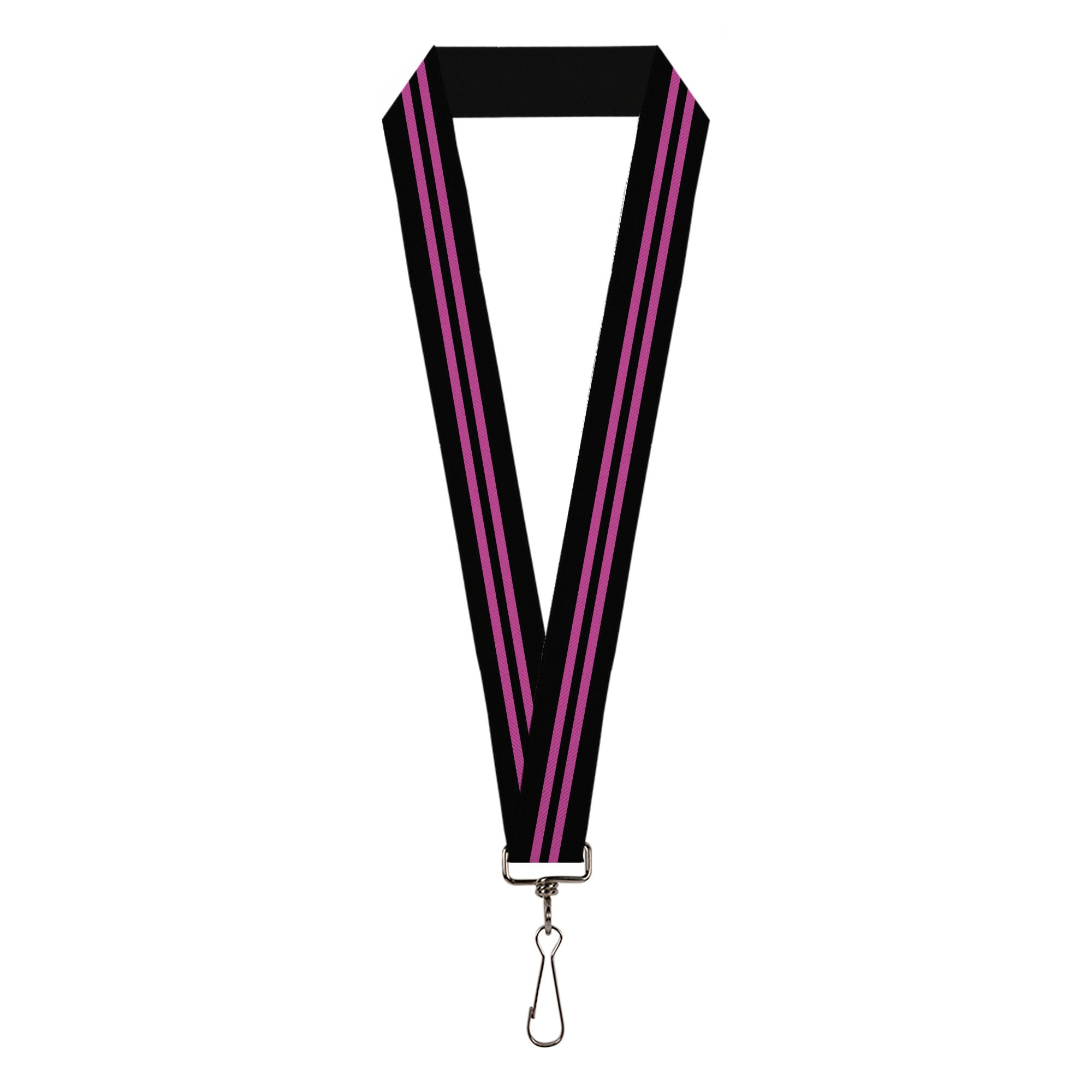 Lanyard - 1.0" - Stripe Black Pink Lanyards Buckle-Down