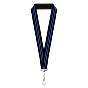 Lanyard - 1.0" - Stripe Black Blue Lanyards Buckle-Down