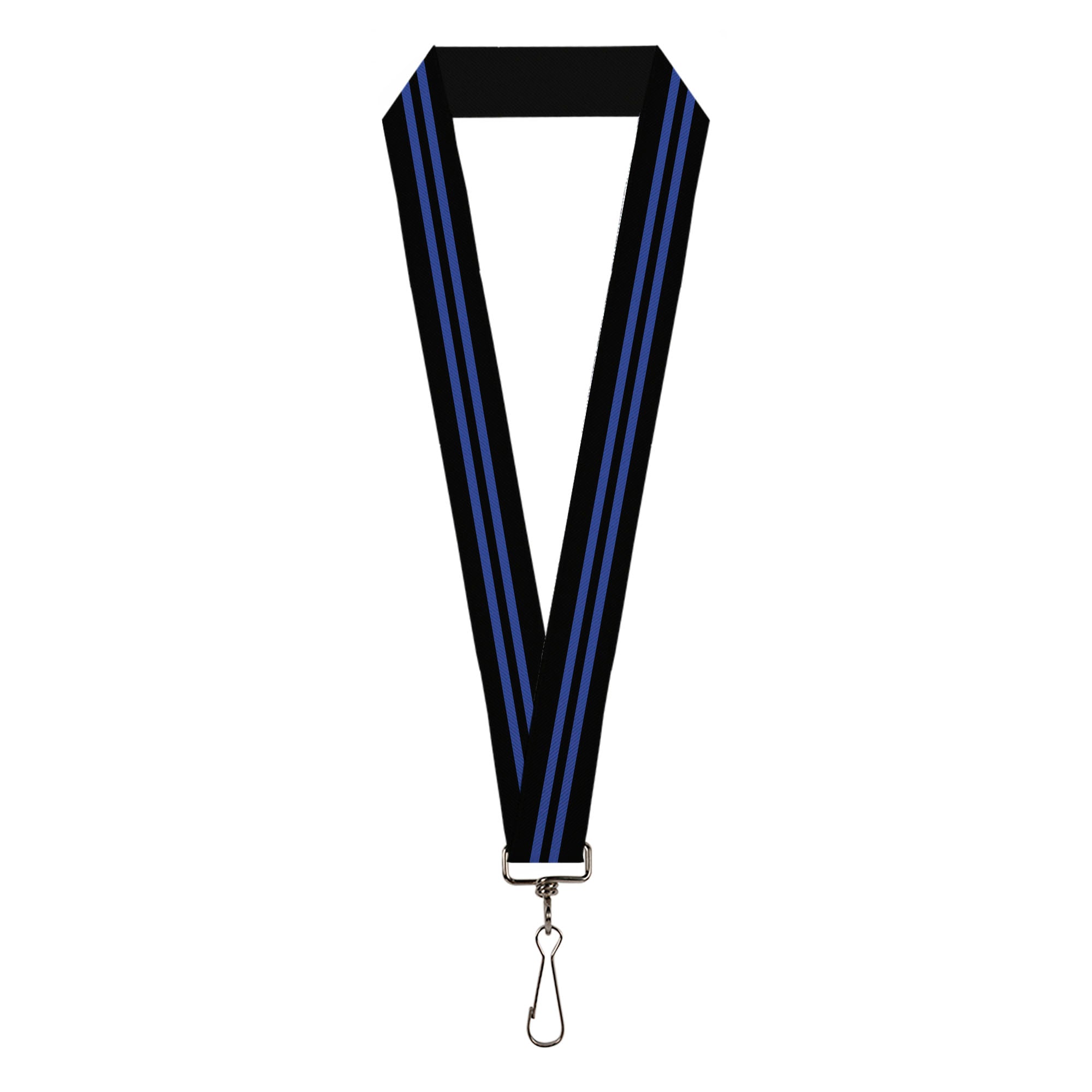 Lanyard - 1.0" - Stripe Black Blue Lanyards Buckle-Down
