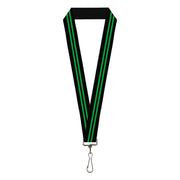 Lanyard - 1.0" - Stripe Black Green Lanyards Buckle-Down