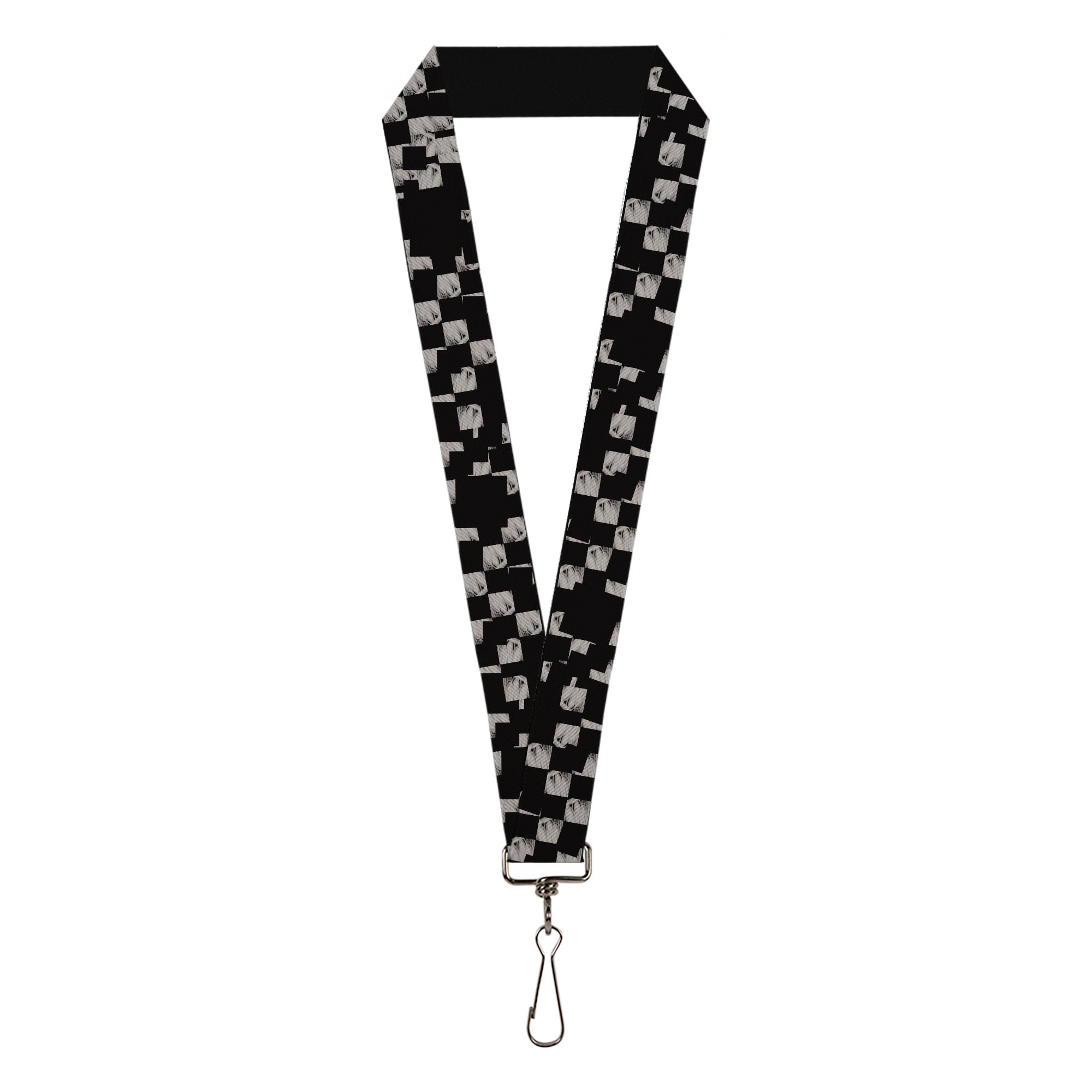 Lanyard - 1.0" - Scribble Checker Black White Lanyards Buckle-Down