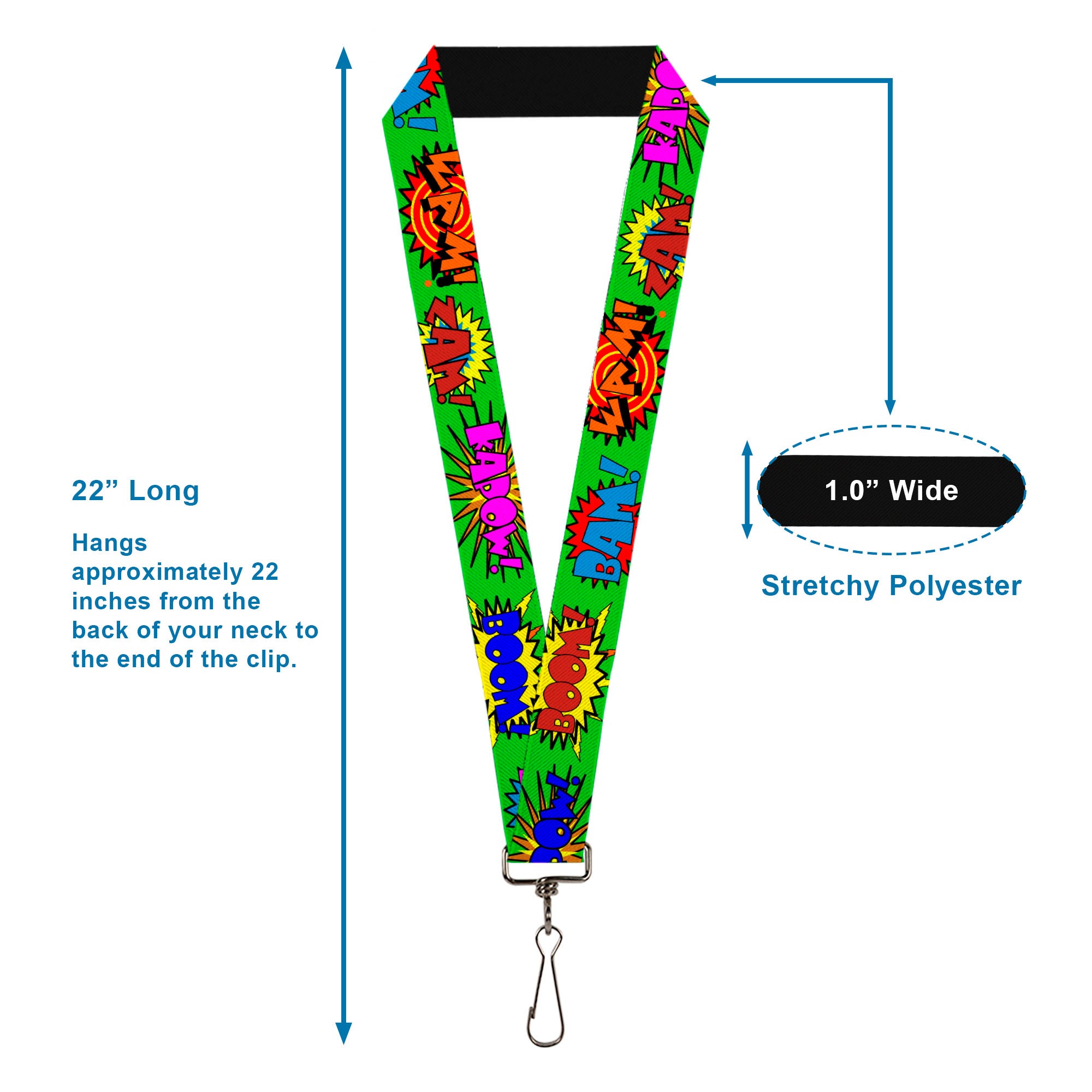 Lanyard - 1.0" - Sound Effects Green Multi Color Lanyards Buckle-Down