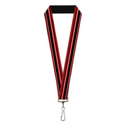 Lanyard - 1.0" - Stripes Red Black White Lanyards Buckle-Down