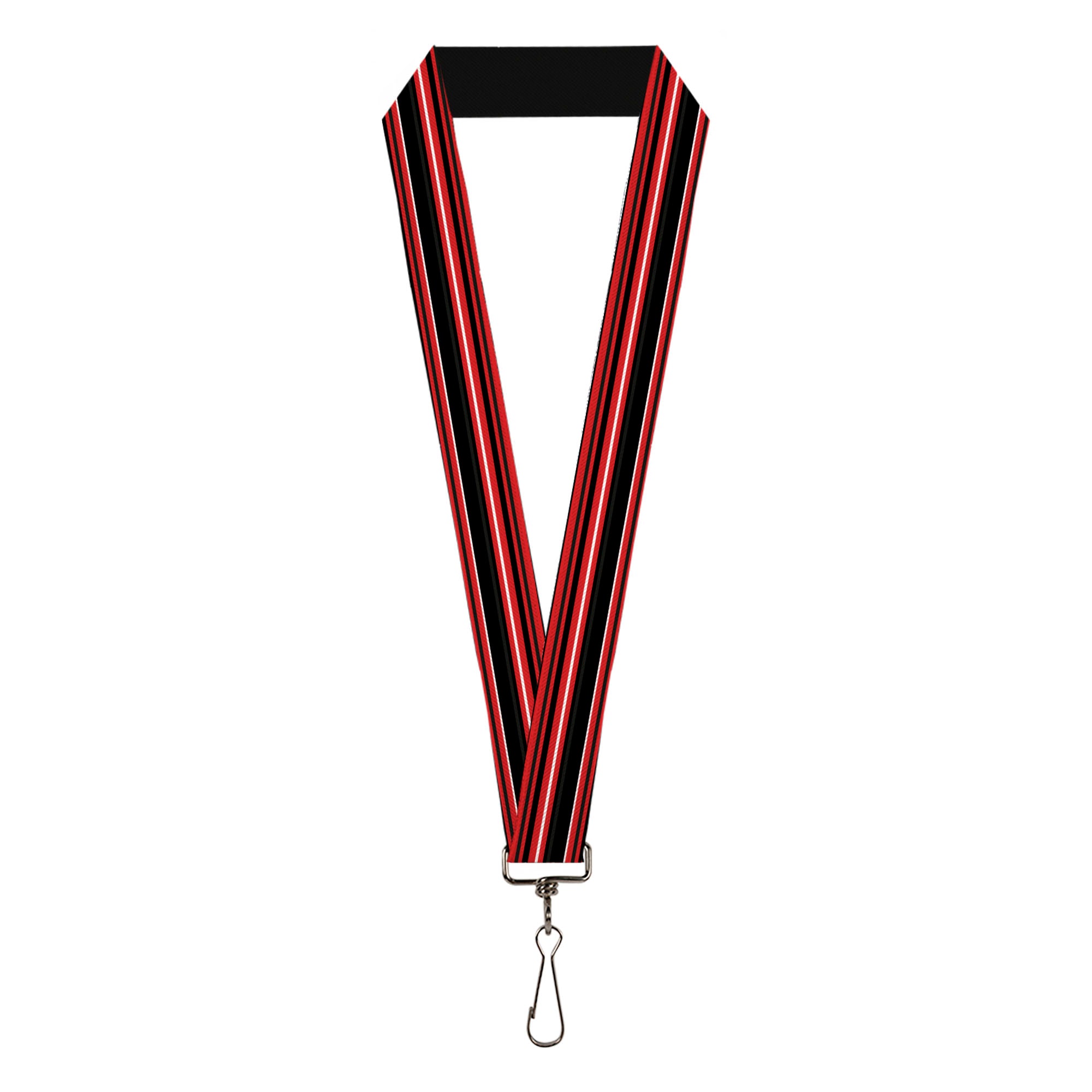 Lanyard - 1.0" - Stripes Red Black White Lanyards Buckle-Down