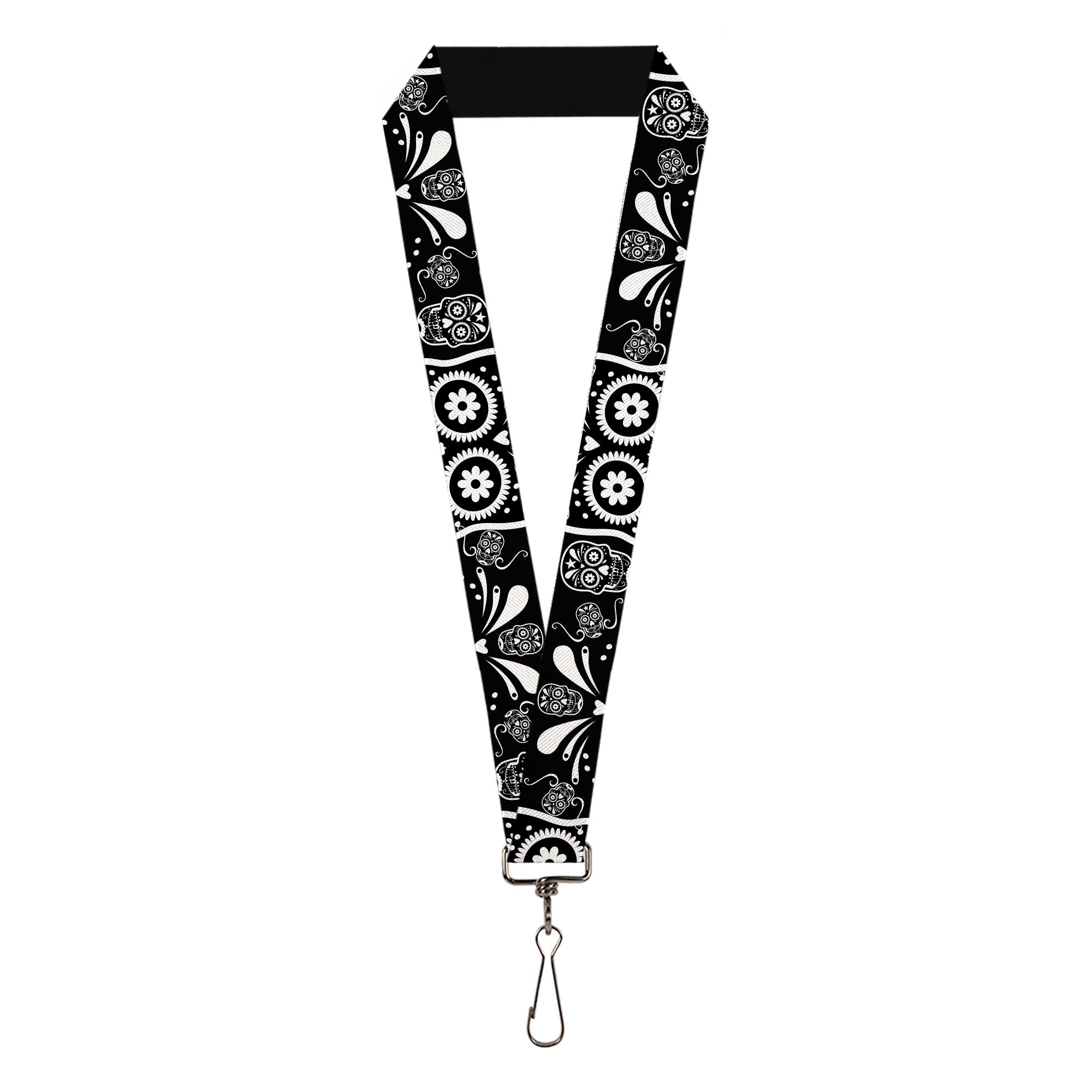 Lanyard - 1.0" - Sugar Skulls Black White Lanyards Buckle-Down