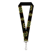 Lanyard - 1.0" - Sugar Skulls Black Olive Burgundy Lanyards Buckle-Down