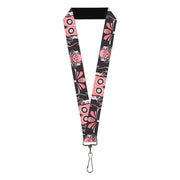 Lanyard - 1.0" - Sugar Skulls Gray Pink Lanyards Buckle-Down