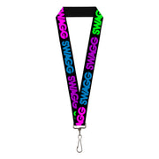 Lanyard - 1.0" - SWAGG Black Hot Pink Turquoise Purple Neon Green Lanyards Buckle-Down