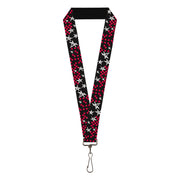 Lanyard - 1.0" - Sketch Stars w Checkers Black Fuchsia White Lanyards Buckle-Down