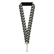 Lanyard - 1.0" - Tilted Skulls Black White Lanyards Buckle-Down