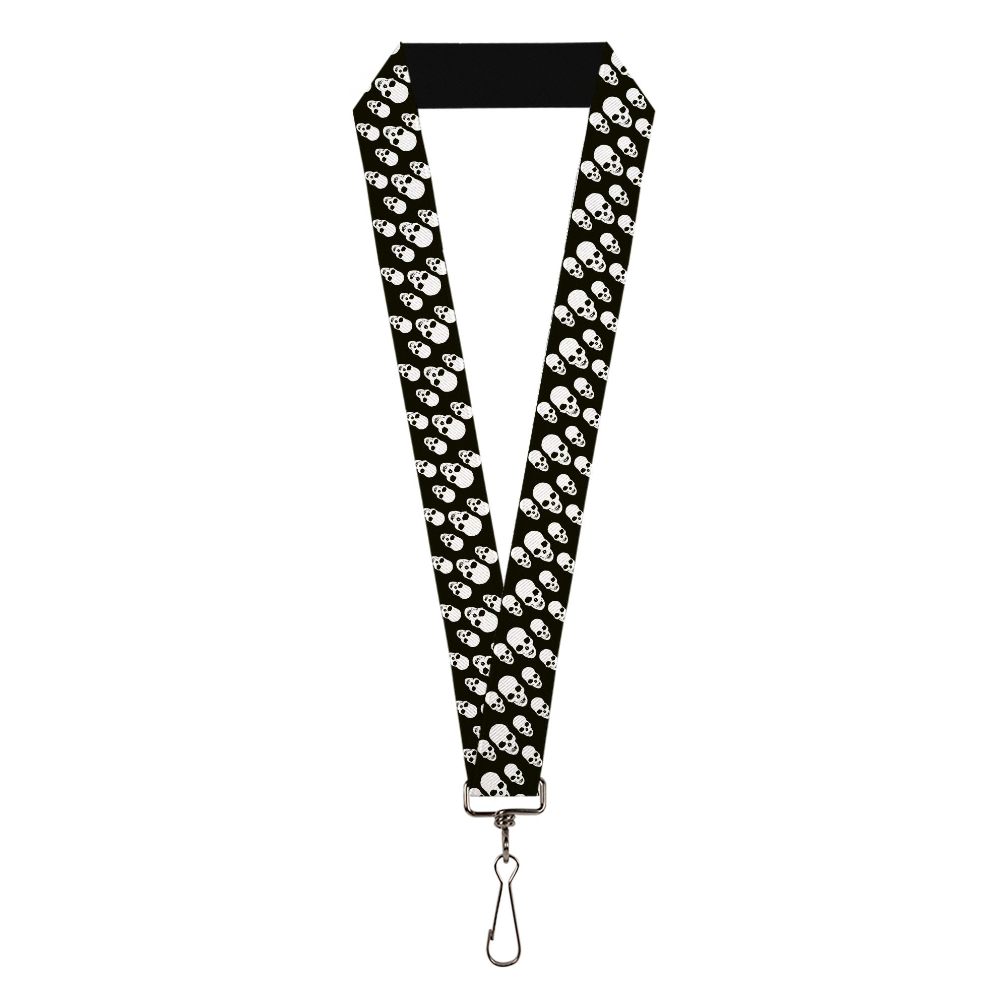 Lanyard - 1.0" - Tilted Skulls Black White Lanyards Buckle-Down