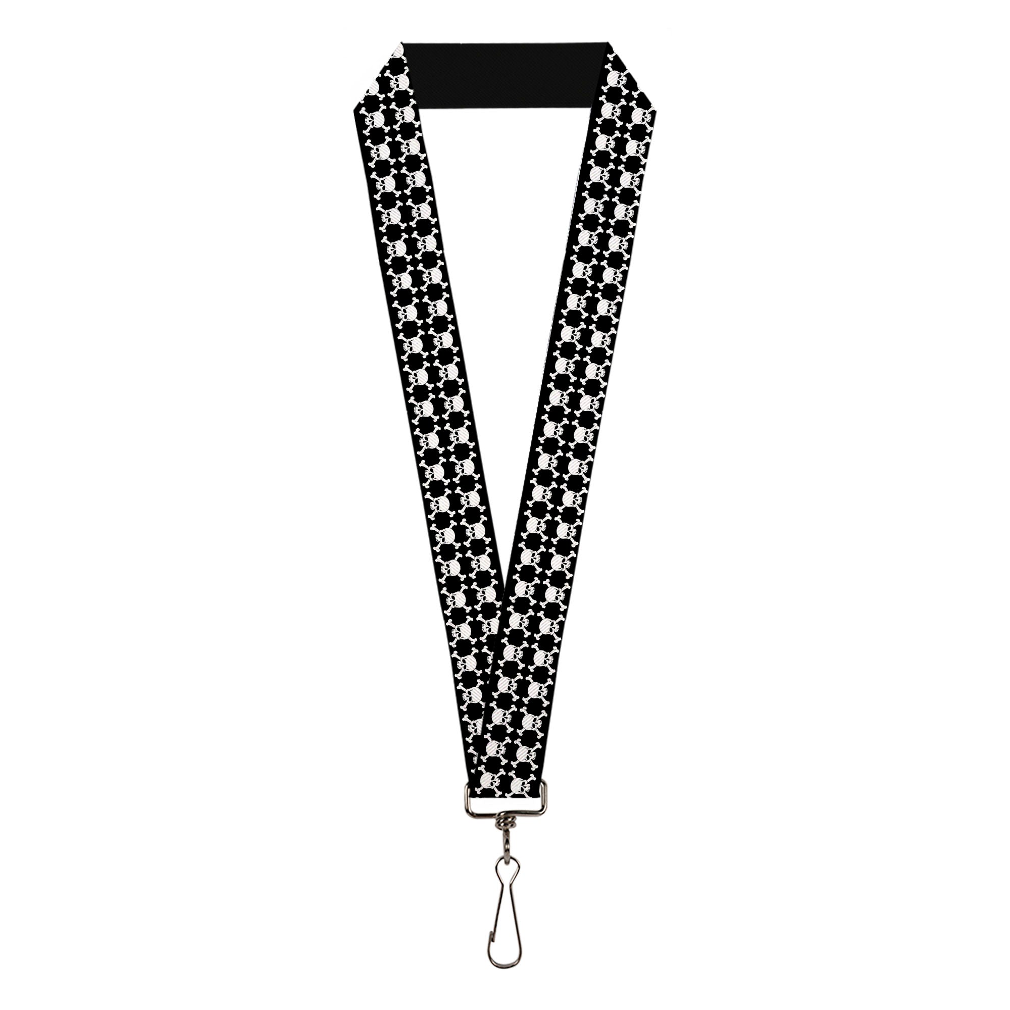 Lanyard - 1.0" - Top Skulls Black White Lanyards Buckle-Down