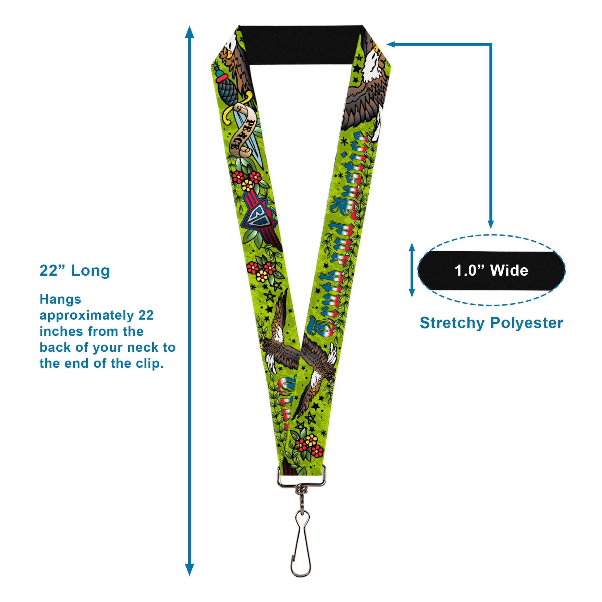 Lanyard - 1.0" - Truth and Justice Green Lanyards Buckle-Down