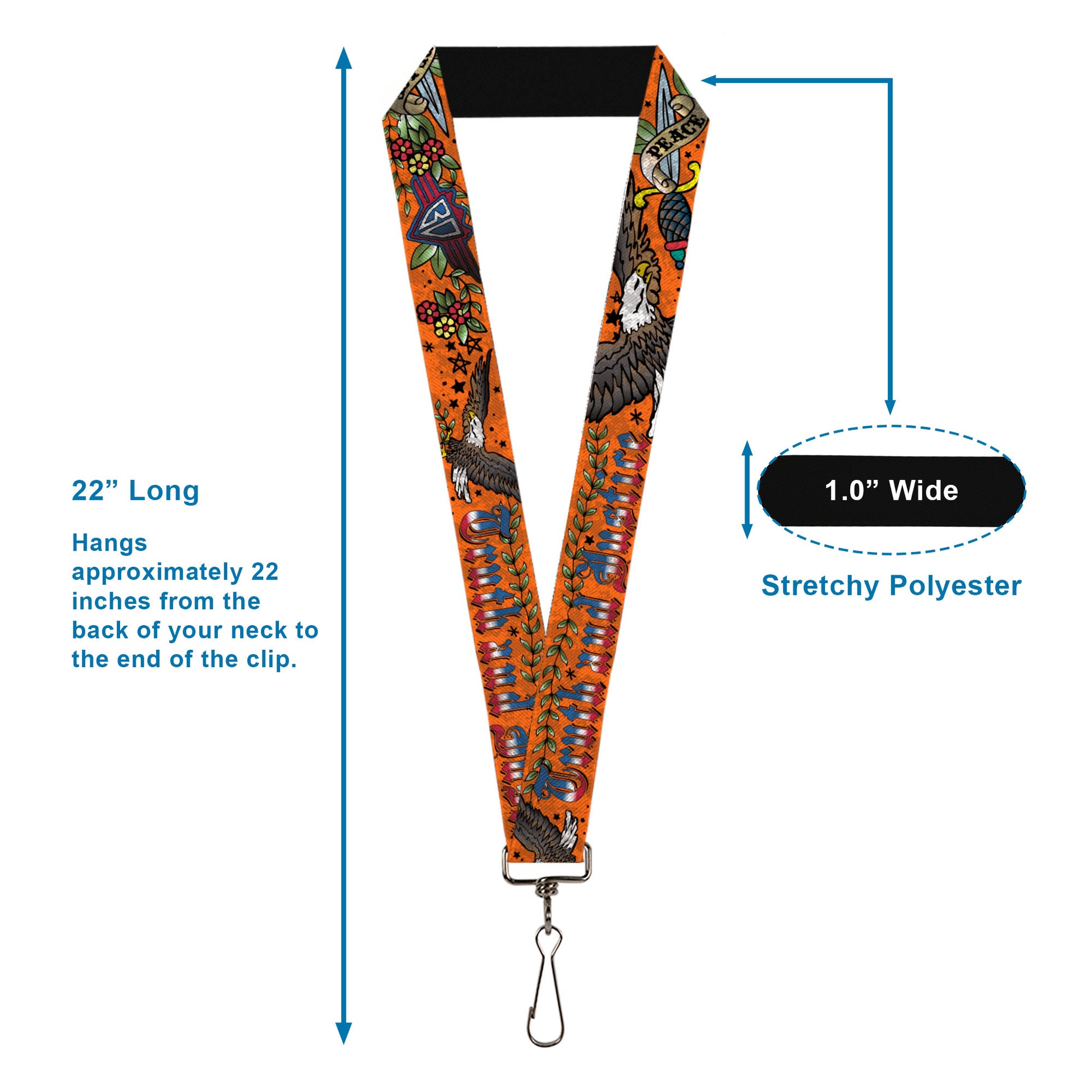 Lanyard - 1.0" - Truth and Justice Orange Lanyards Buckle-Down
