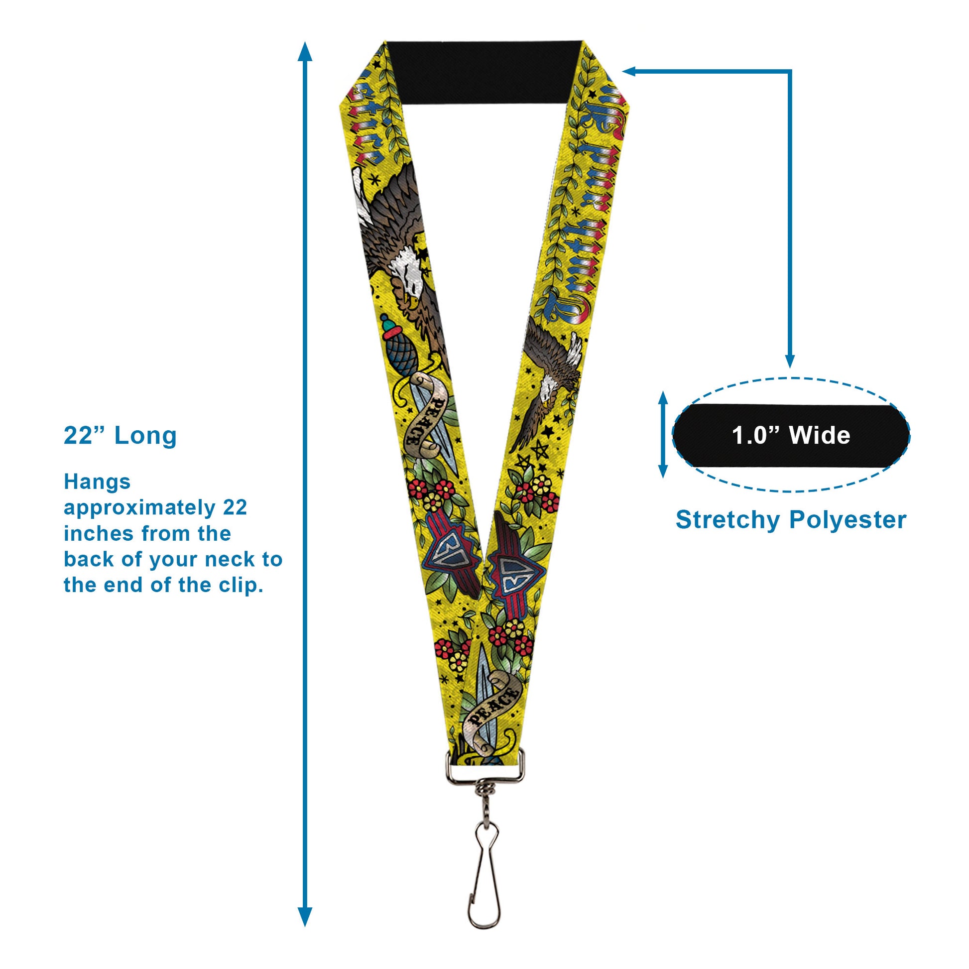Lanyard - 1.0" - Truth and Justice Yellow Lanyards Buckle-Down