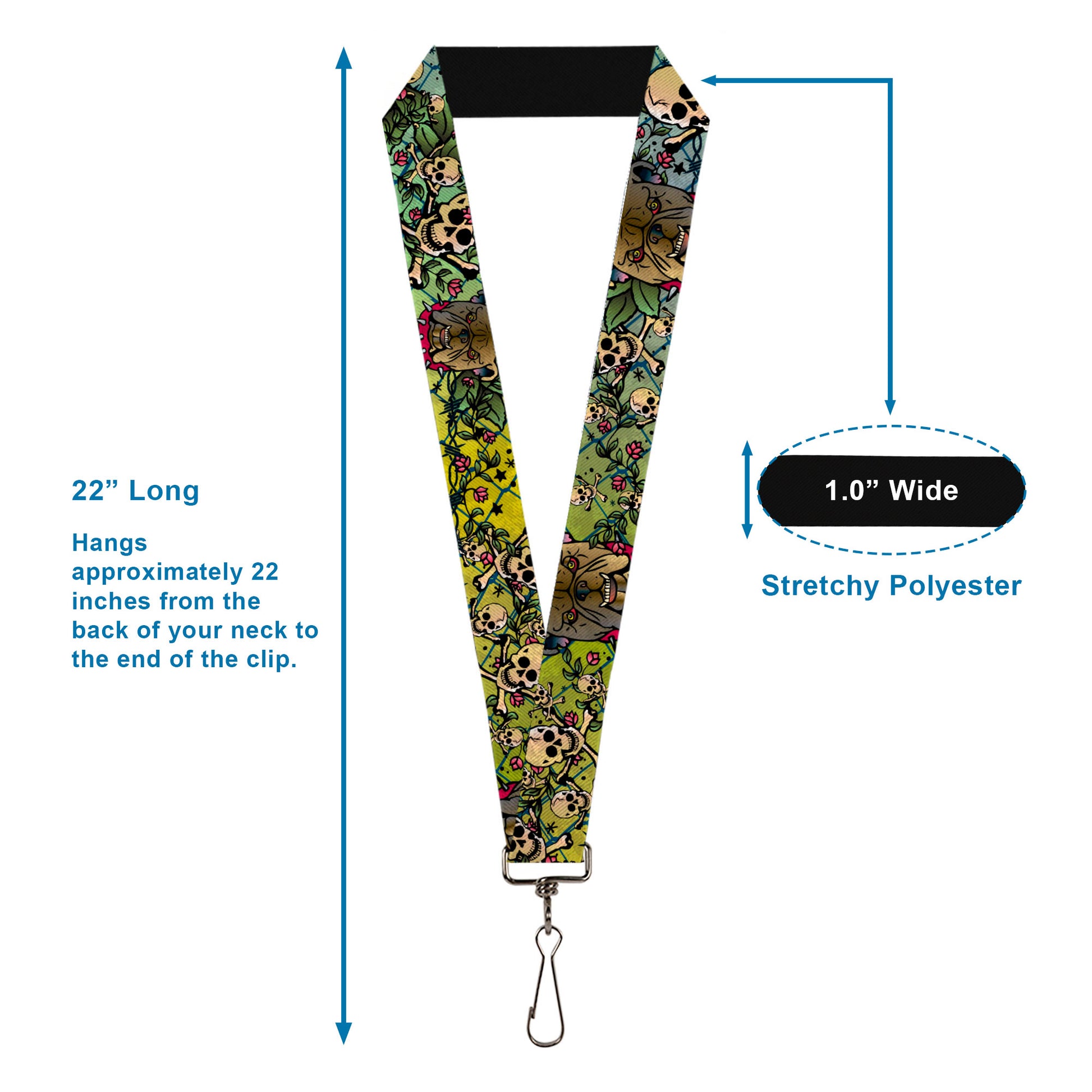 Lanyard - 1.0" - Trust No One CLOSE-UP Yellow Green Blue-S Lanyards Buckle-Down