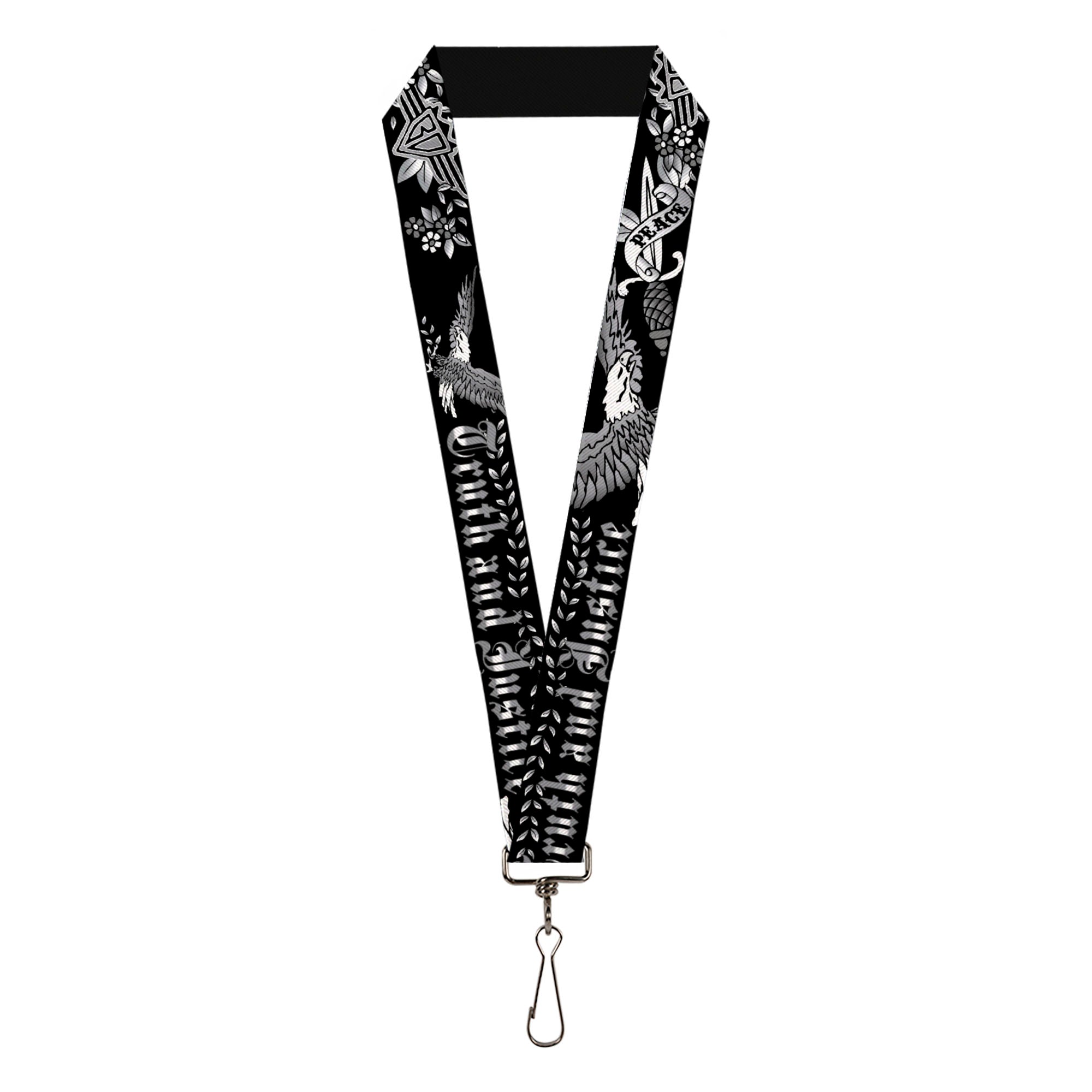 Lanyard - 1.0" - Truth and Justice Black White Lanyards Buckle-Down