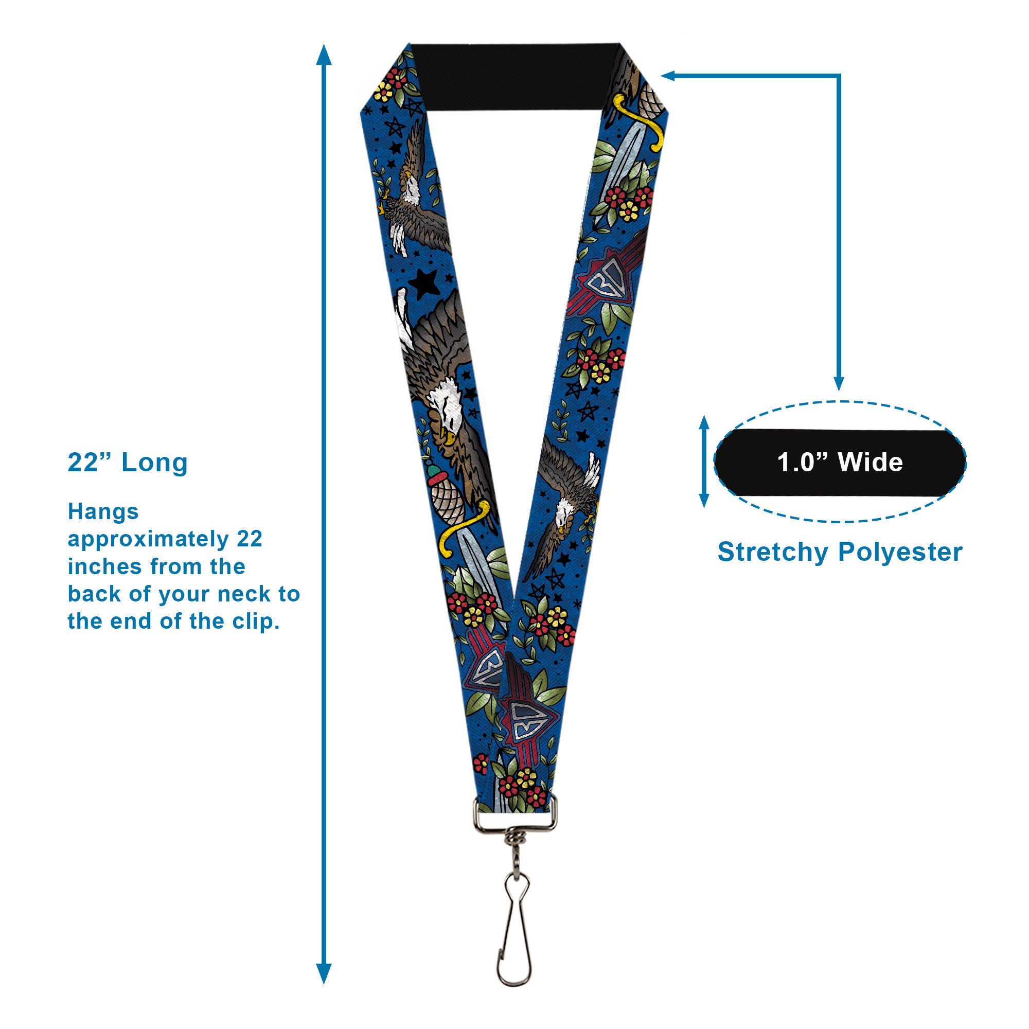 Lanyard - 1.0" - Truth and Justice CLOSE-UP Blue Lanyards Buckle-Down