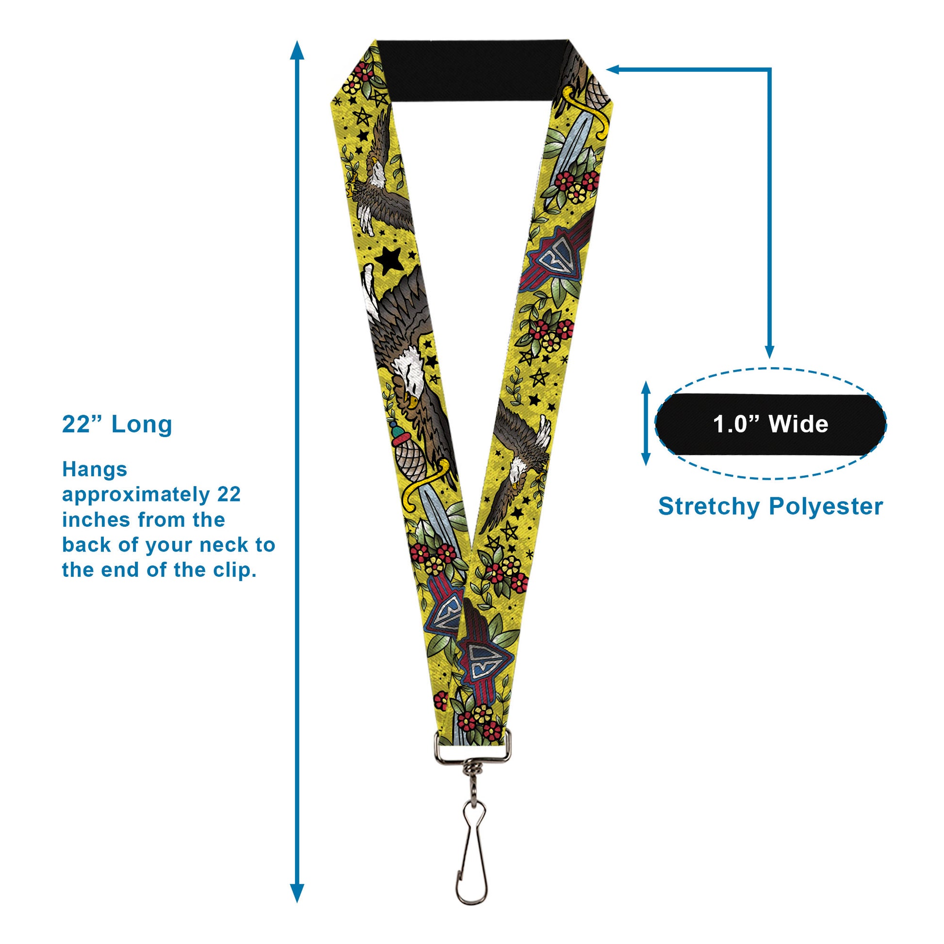 Lanyard - 1.0" - Truth and Justice CLOSE-UP Yellow Lanyards Buckle-Down