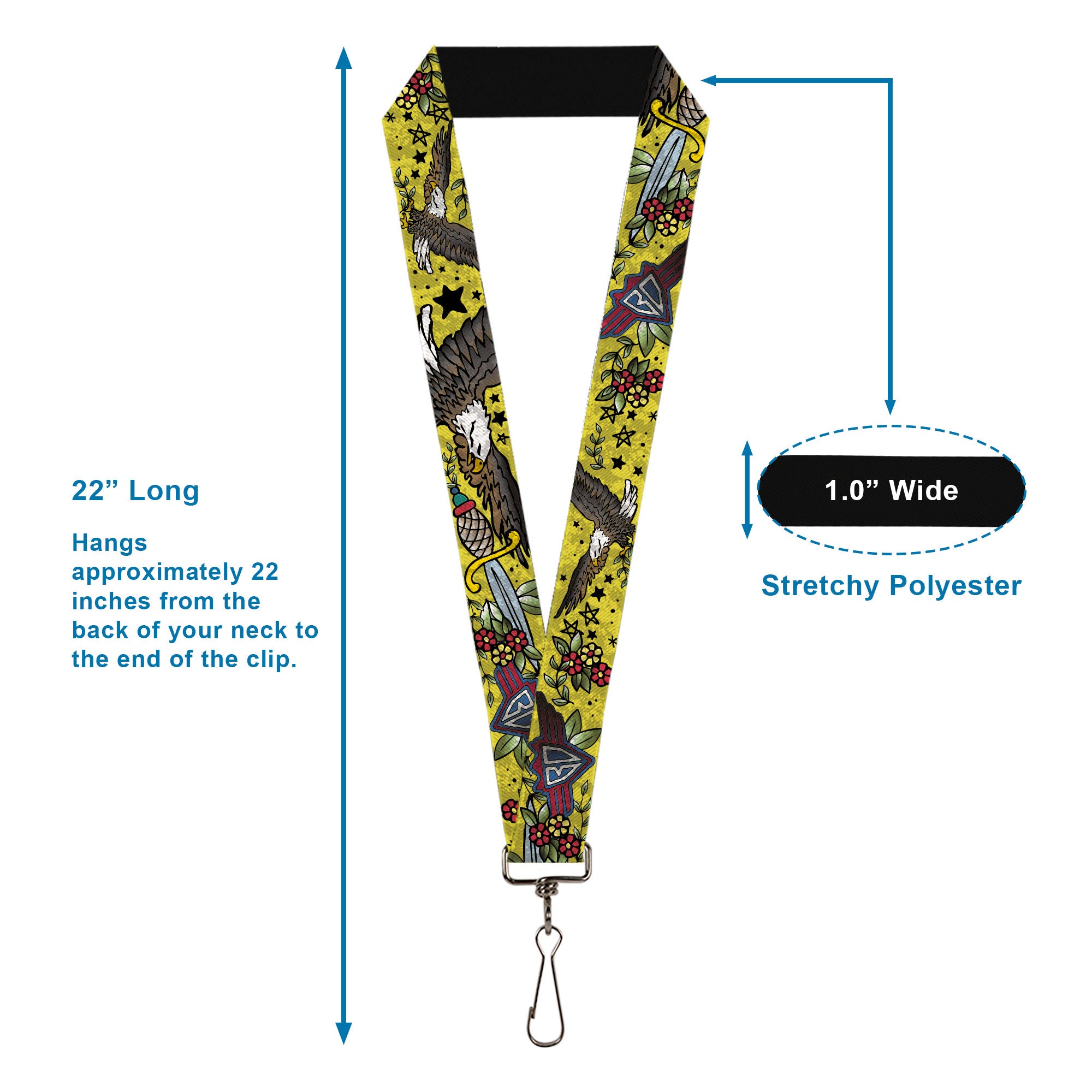 Lanyard - 1.0" - Truth and Justice CLOSE-UP Yellow Lanyards Buckle-Down