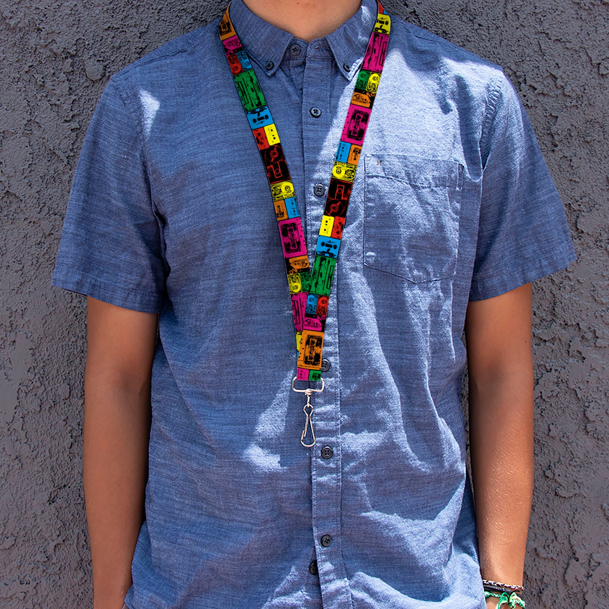 Lanyard - 1.0" - Tapes Multi Neon Lanyards Buckle-Down