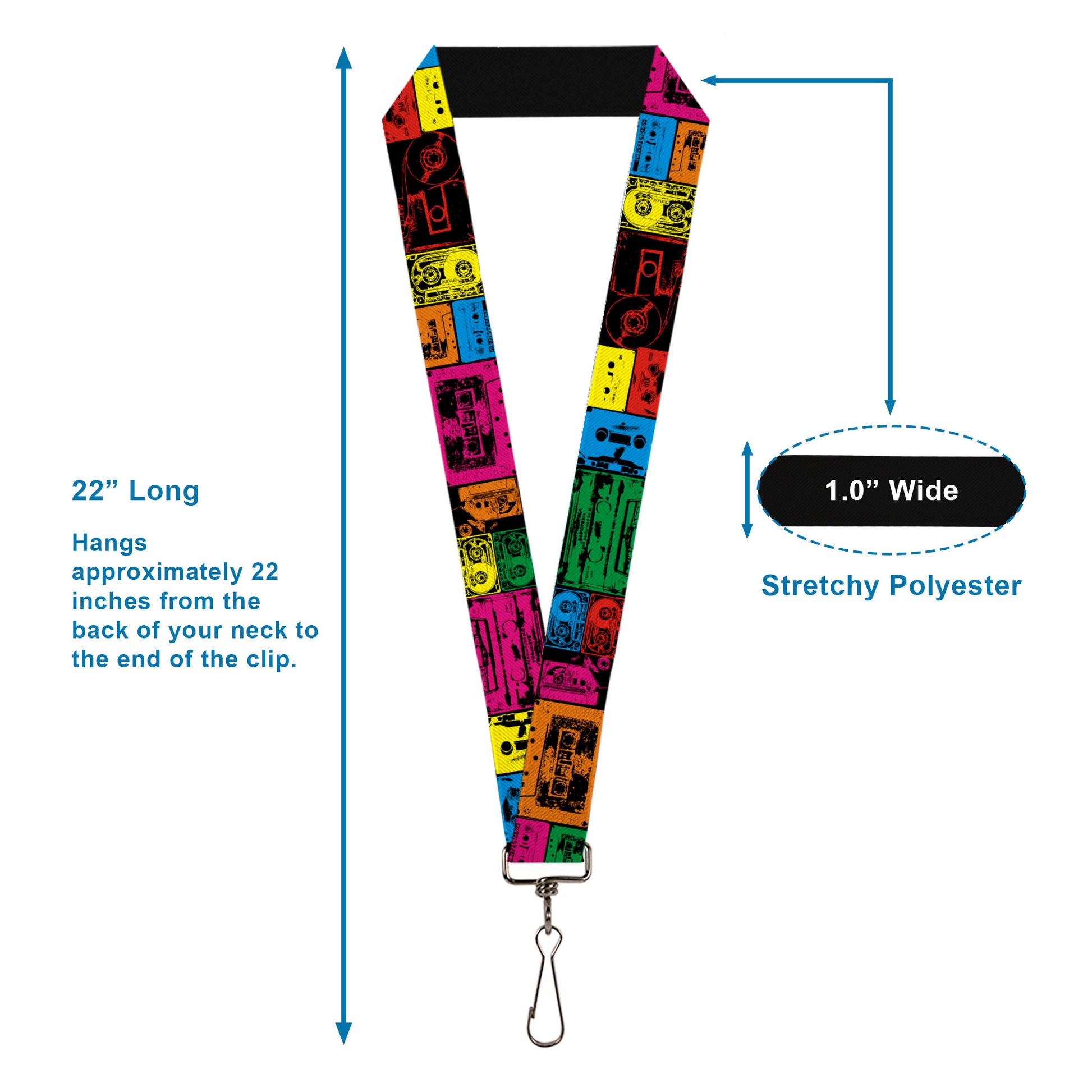 Lanyard - 1.0" - Tapes Multi Neon Lanyards Buckle-Down