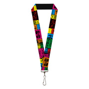 Lanyard - 1.0" - Tapes Multi Neon Lanyards Buckle-Down