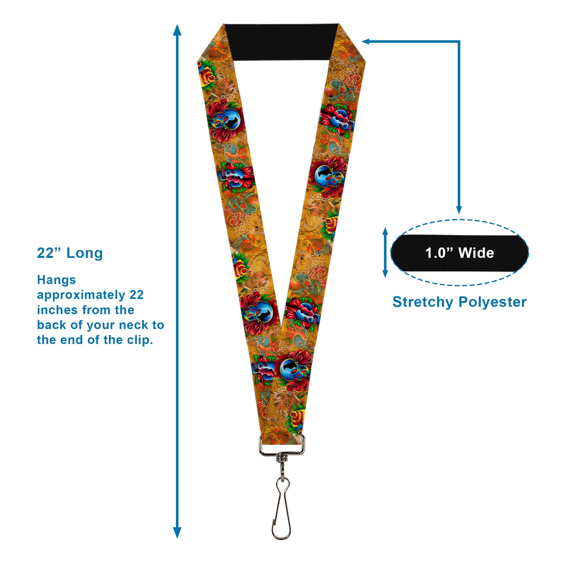 Lanyard - 1.0" - Tattoo Johnny-Candles & Skulls Lanyards Tattoo Johnny