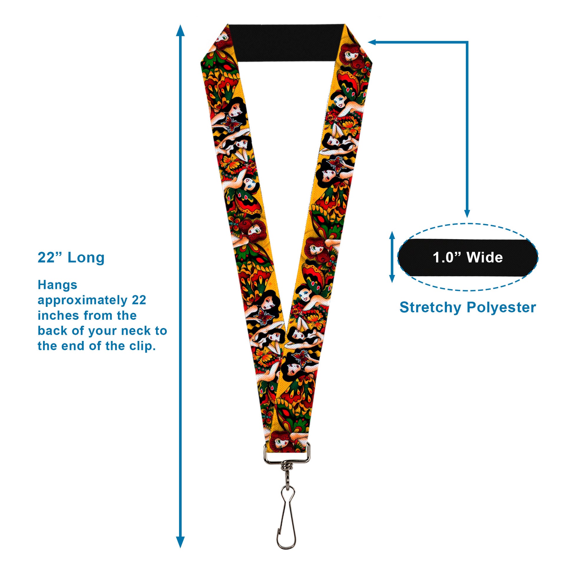 Lanyard - 1.0" - Tattoo Johnny-Butterfly Girl Lanyards Tattoo Johnny