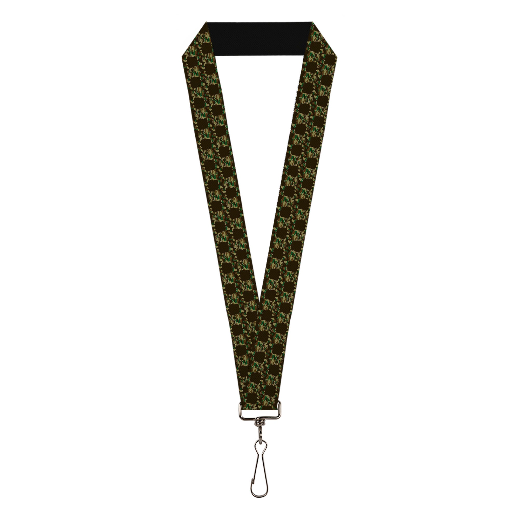 Lanyard - 1.0" - Top Skulls Black Camo Olive Lanyards Buckle-Down