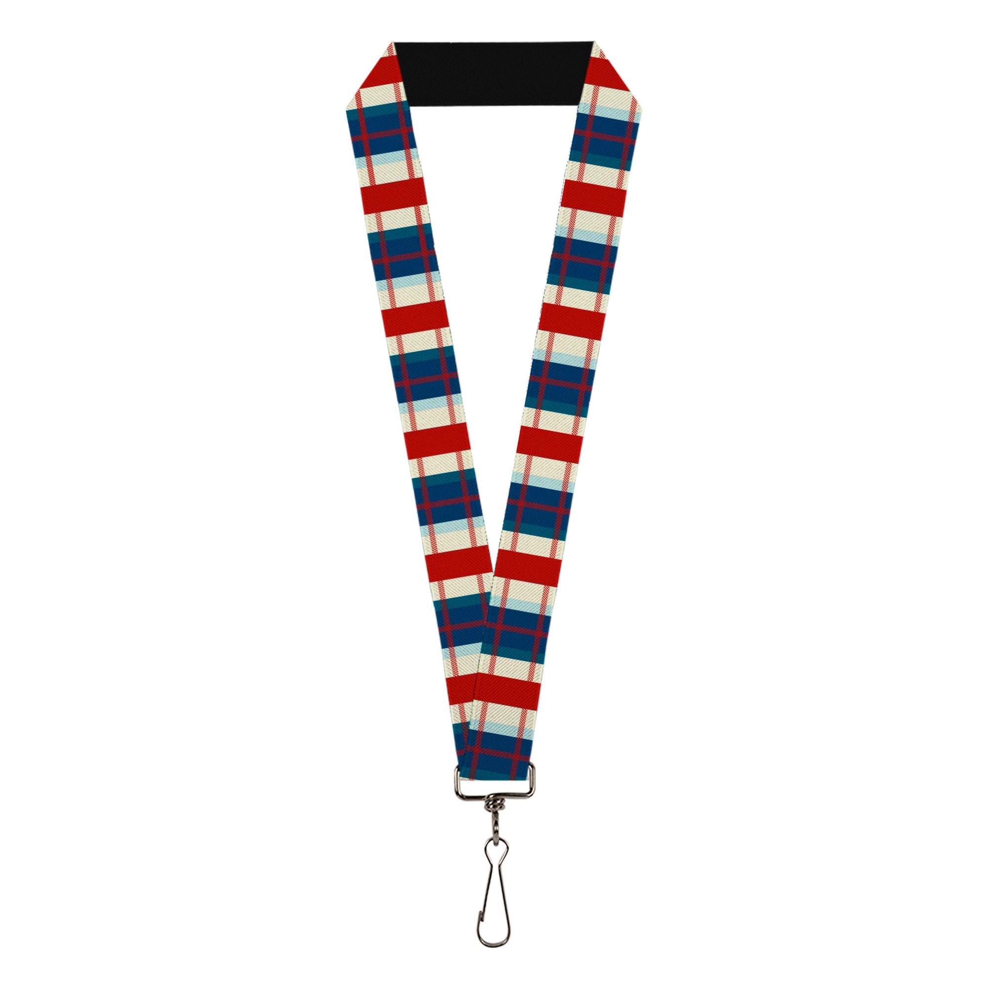 Lanyard - 1.0" - Tartan Plaid Khaki Blues Red Lanyards Buckle-Down