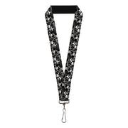 Lanyard - 1.0" - Top Skulls Stacked Black Gray White Lanyards Buckle-Down
