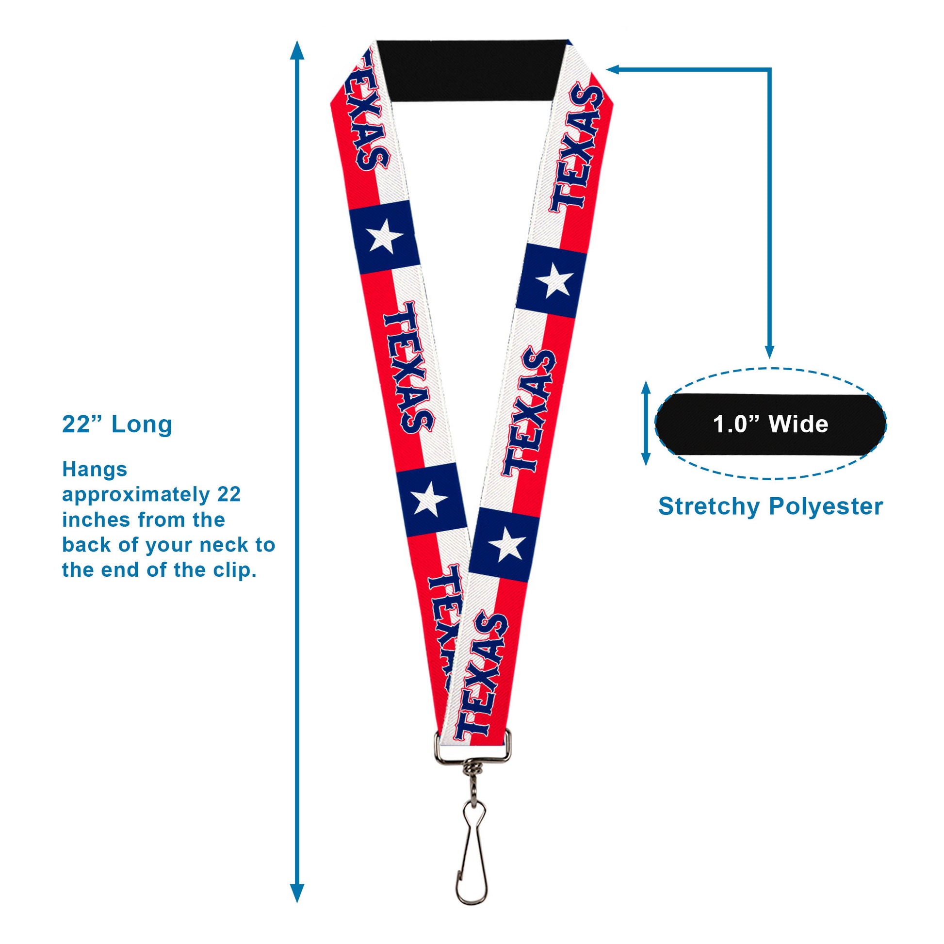 Lanyard - 1.0" - Texas Flag TEXAS Lanyards Buckle-Down
