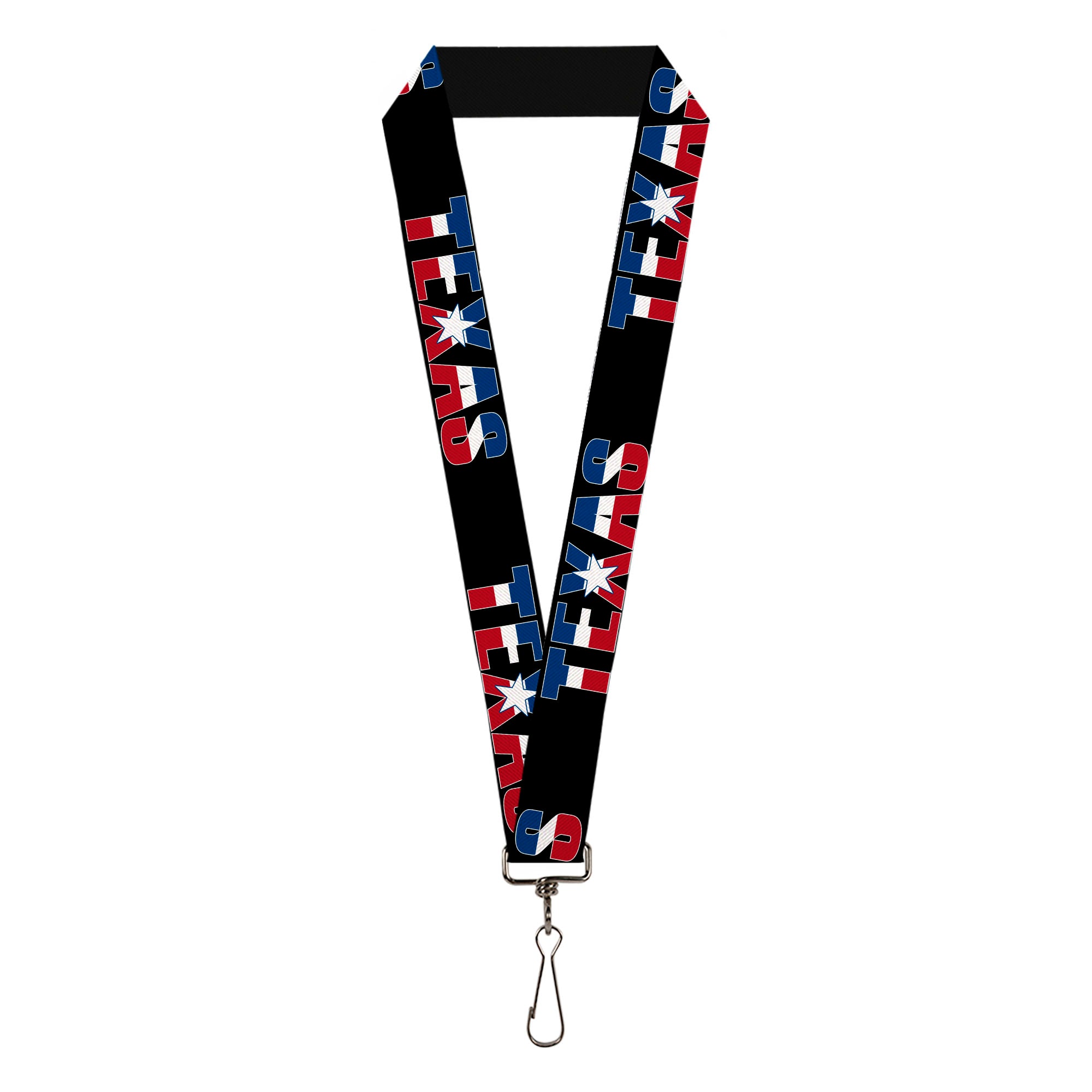Lanyard - 1.0" - TEXAS w Star Black White Blue Red Lanyards Buckle-Down