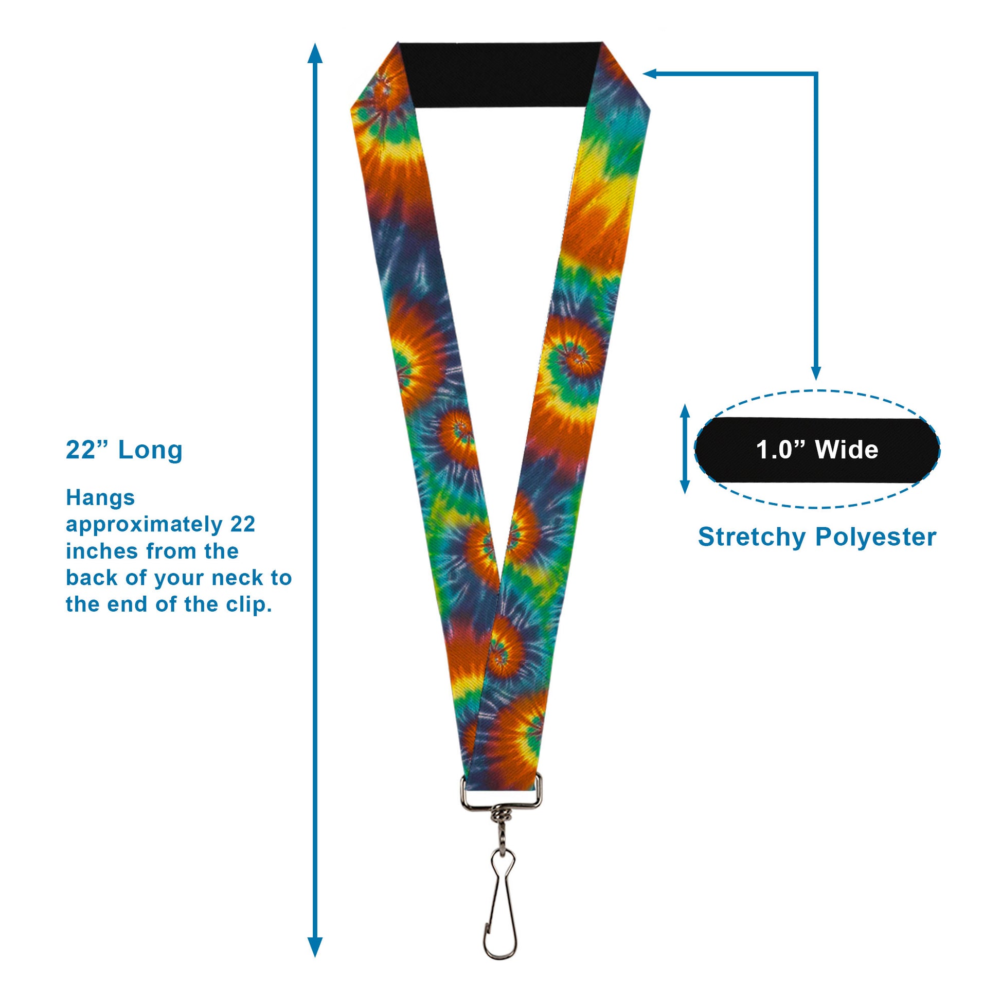 Lanyard - 1.0" - Tie Dye Swirl Multi Color Lanyards Buckle-Down