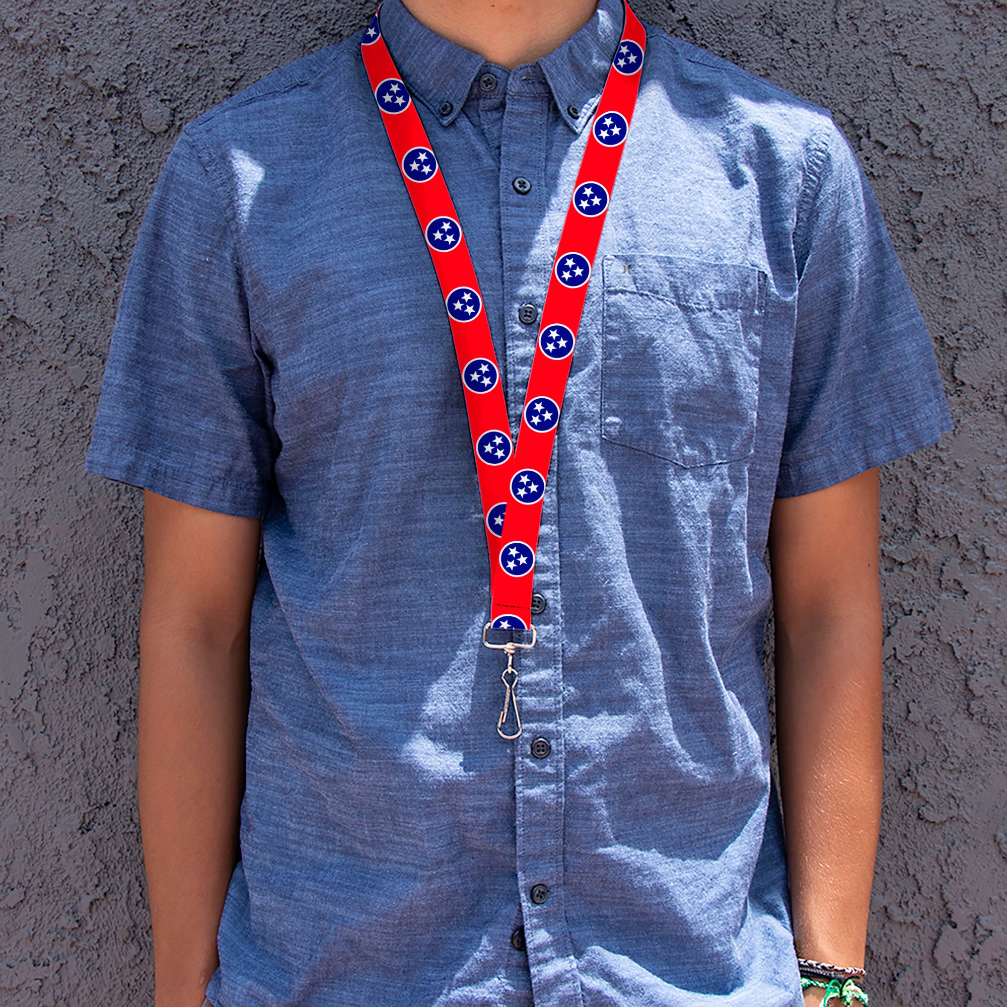 Lanyard - 1.0" - Tennessee Flag Stars Red White Blue Lanyards Buckle-Down